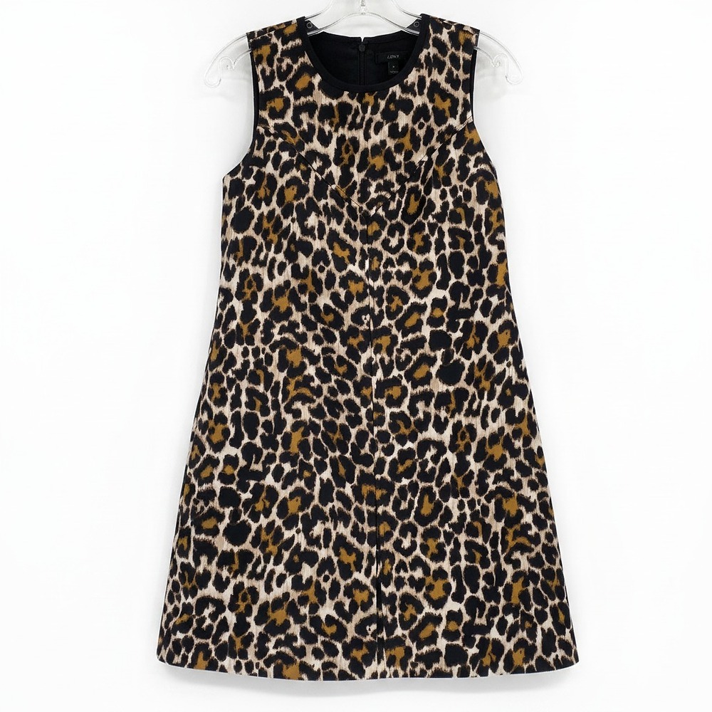 J. Crew Black Brown Leopard Mini Shift Dress | Women’s Size 0